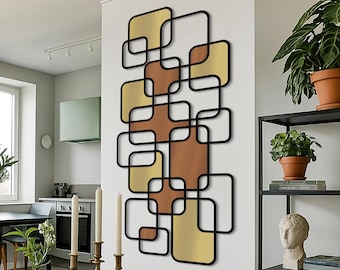 Modern Luxury Style Colourful Metal Wall Art, Abstract Wall Sculpture, Above bed, Living Room Decor, Geometric Wall Art, Mid Century Decor
