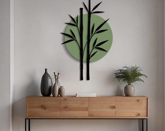 Bamboo Wall Art, Modern Metal Wall Decor, Japandi Style Wall Art, Nature Inspired Metal Art, Livingroom Wall Art