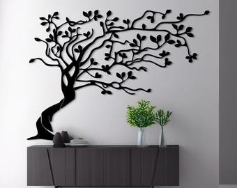Extra Large Tree Metal Wall Art | Metal Tree Wall Decor | Nature Sign | Unique Home Decor Gift | Nature Forest Decor | Black Wall Hangings