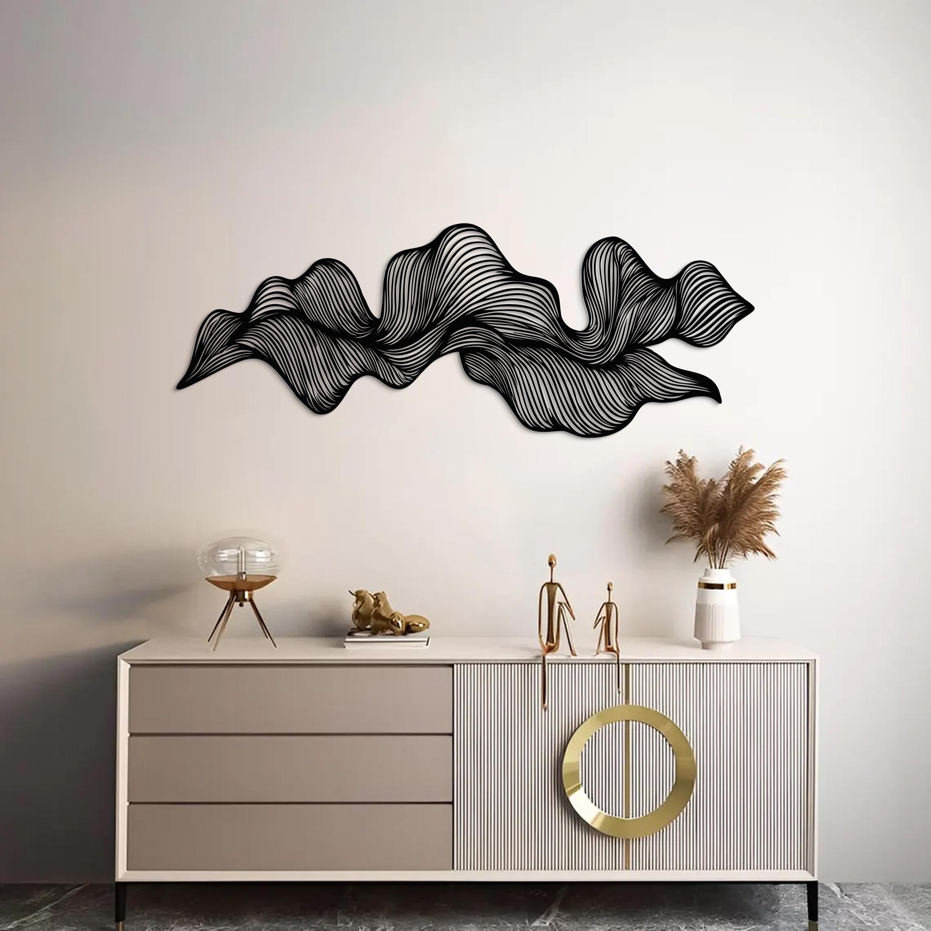 Abstract Metal Wall Art for Modern Interiors - Minimalist Line Art Wall Sculpture - Black Metal Decor for Entryway, Living Room & Office