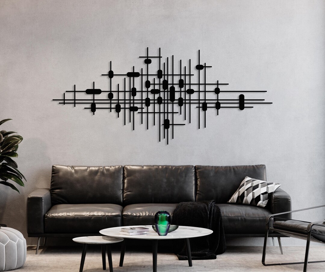 Modern Abstract Geometric Metal Wall Art, Mid-century Sculpture ...