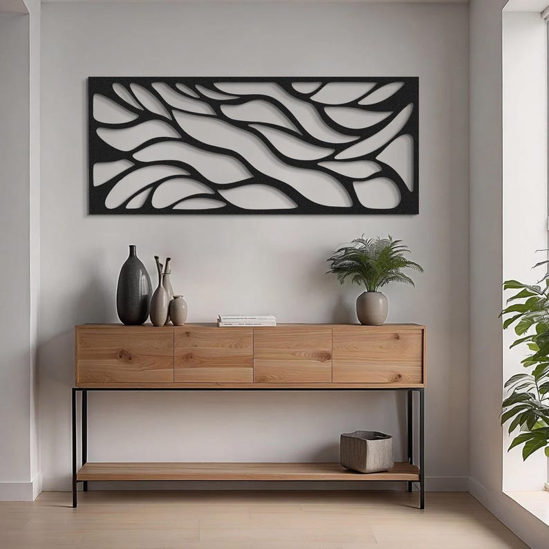 Modern Abstract Geometric Metal Wall Art — Large Luxury Steel Sculpture ...
