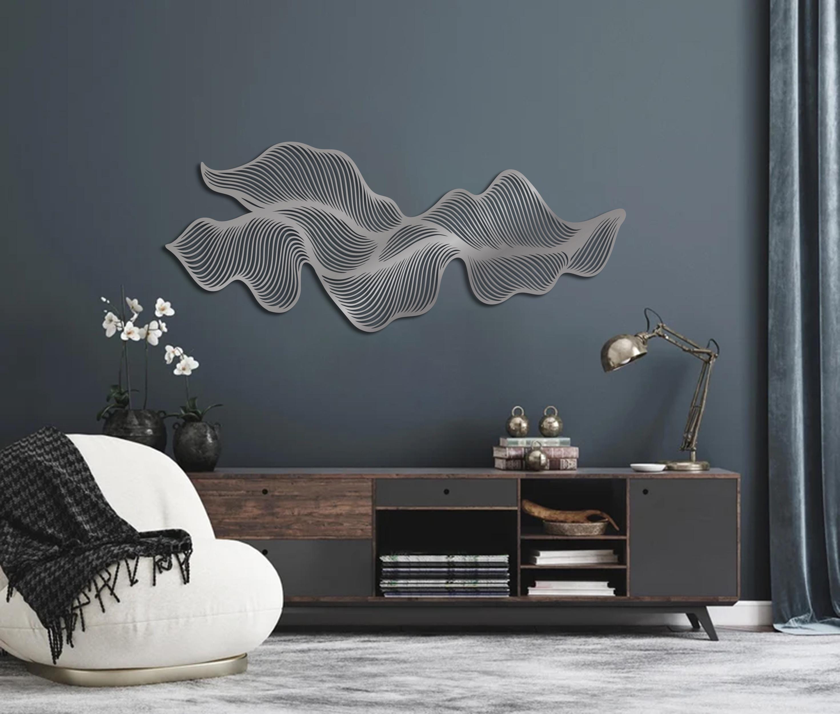 Flowing Lines Metal Wall Art, Luxury Modern Abstract Line Sculpture ...