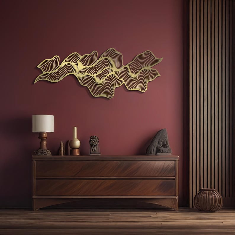 Abstract Line Wall Art, Luxury Modern Black Metal Wall Decor ...