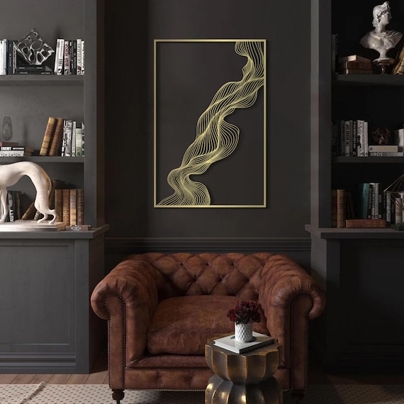 Luxury Wall Art - Minimalist Abstract Line Metal Wall Art, Modern Single-Line Steel Sculpture for Living Room, Bedroom & Contemporary Spaces
