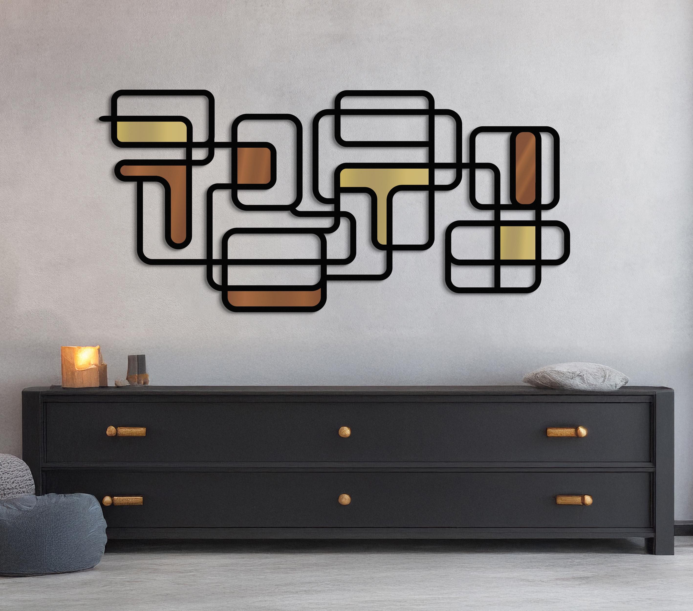 Modern Luxury Style Colourful Metal Wall Art, Abstract Wall Sculpture, Above bed, Living Room Decor, Geometric Wall Art, Mid Century Decor