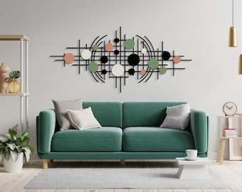 Modern Luxury Style Colourful Metal Wall Art, Abstract Wall Sculpture, Above bed, Living Room Decor, Geometric Wall Art, Mid Century Decor