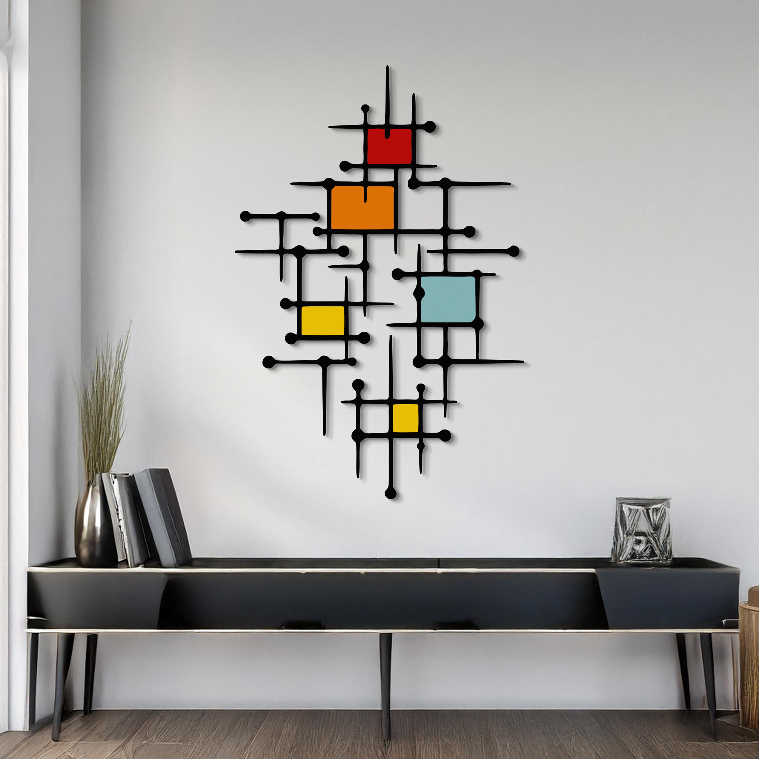 Mid Century Modern Metal Wall Art, Bauhaus Geometric Wall Decor ...