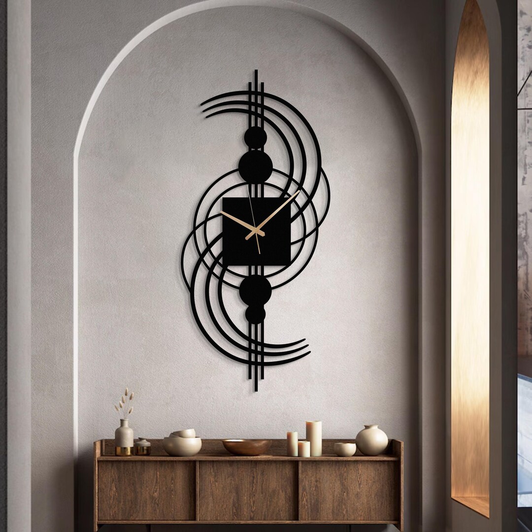 Geometric Black Metal Wall Clock – Modern Abstract Timepiece - Etsy
