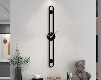 Oversized Black Metal Wall Clock, Modern Large Wall Clock, Minimalist Luxury Metal Wall Decor, Silent Big Clock, Contemporary Timepiece