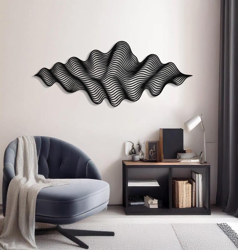 Flowing Lines Metal Wall Art, Luxury Modern Abstract Line Sculpture ...