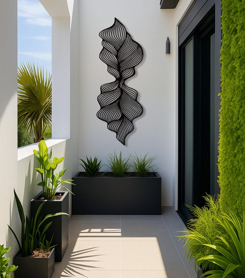 Minimalist Black Metal Line Art, Modern Abstract Wall Decor, Luxury ...