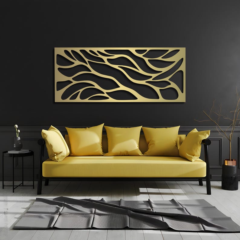 Modern Abstract Geometric Metal Wall Art — Large Luxury Steel Sculpture ...
