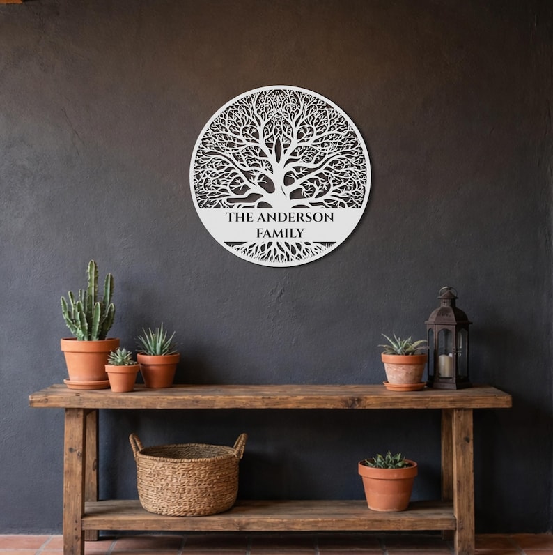Custom Tree of Life Metal Wall Art, Personalized Family Name Sign ...