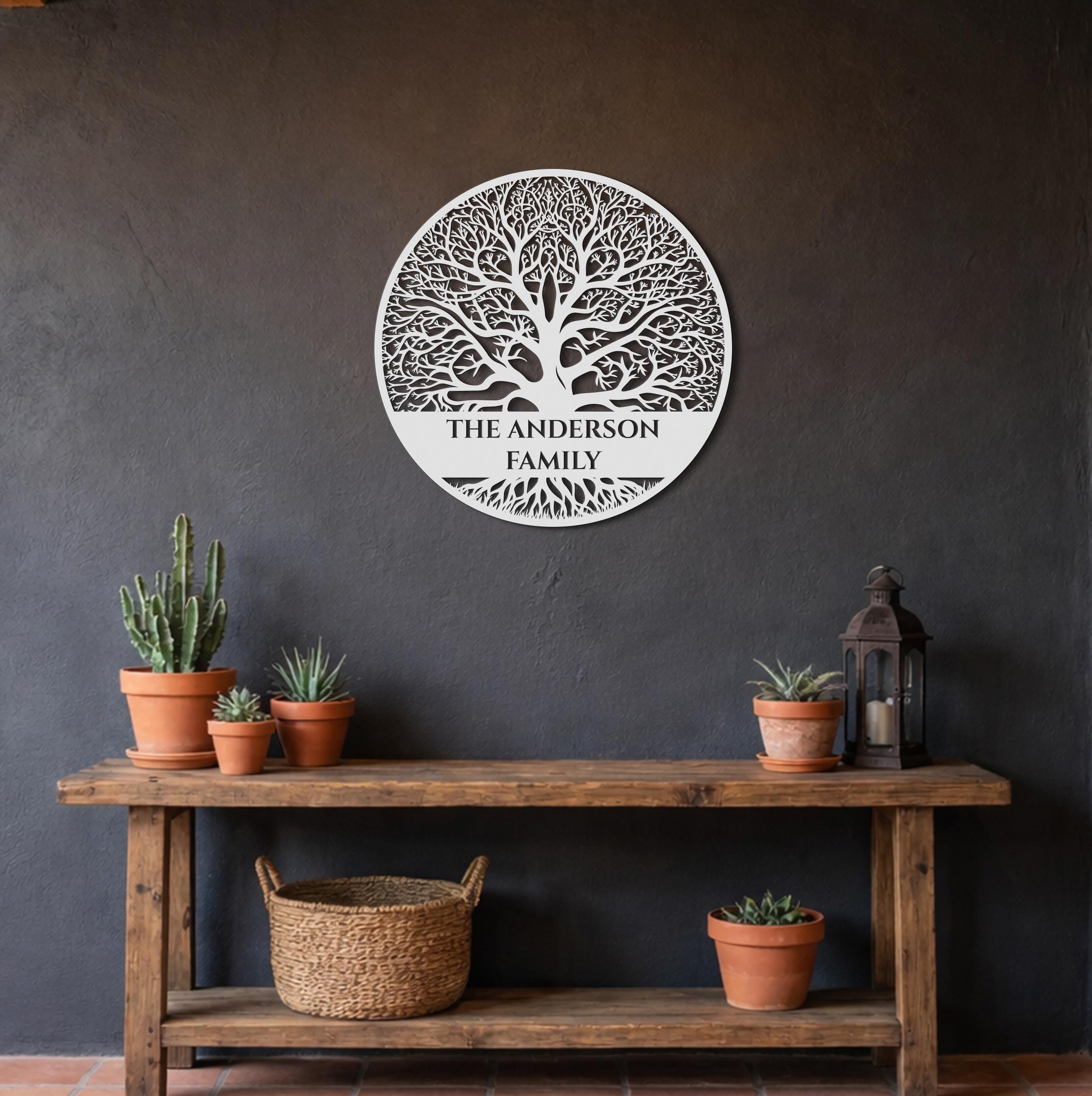 Custom Tree of Life Metal Wall Art, Personalized Family Name Sign ...