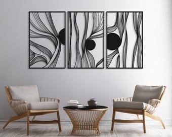 Luxury Geometric Metal Wall Art, Mid Century Modern Wall Hanging, Large  Abstract  Metal Wall Decor, Living Room Or Entryway Wall Sculpture