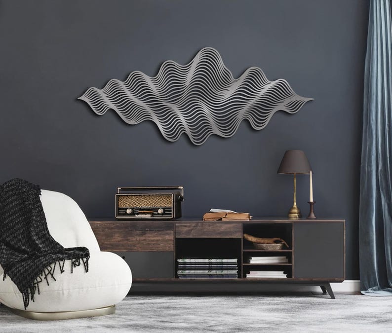 Flowing Lines Metal Wall Art, Luxury Modern Abstract Line Sculpture ...