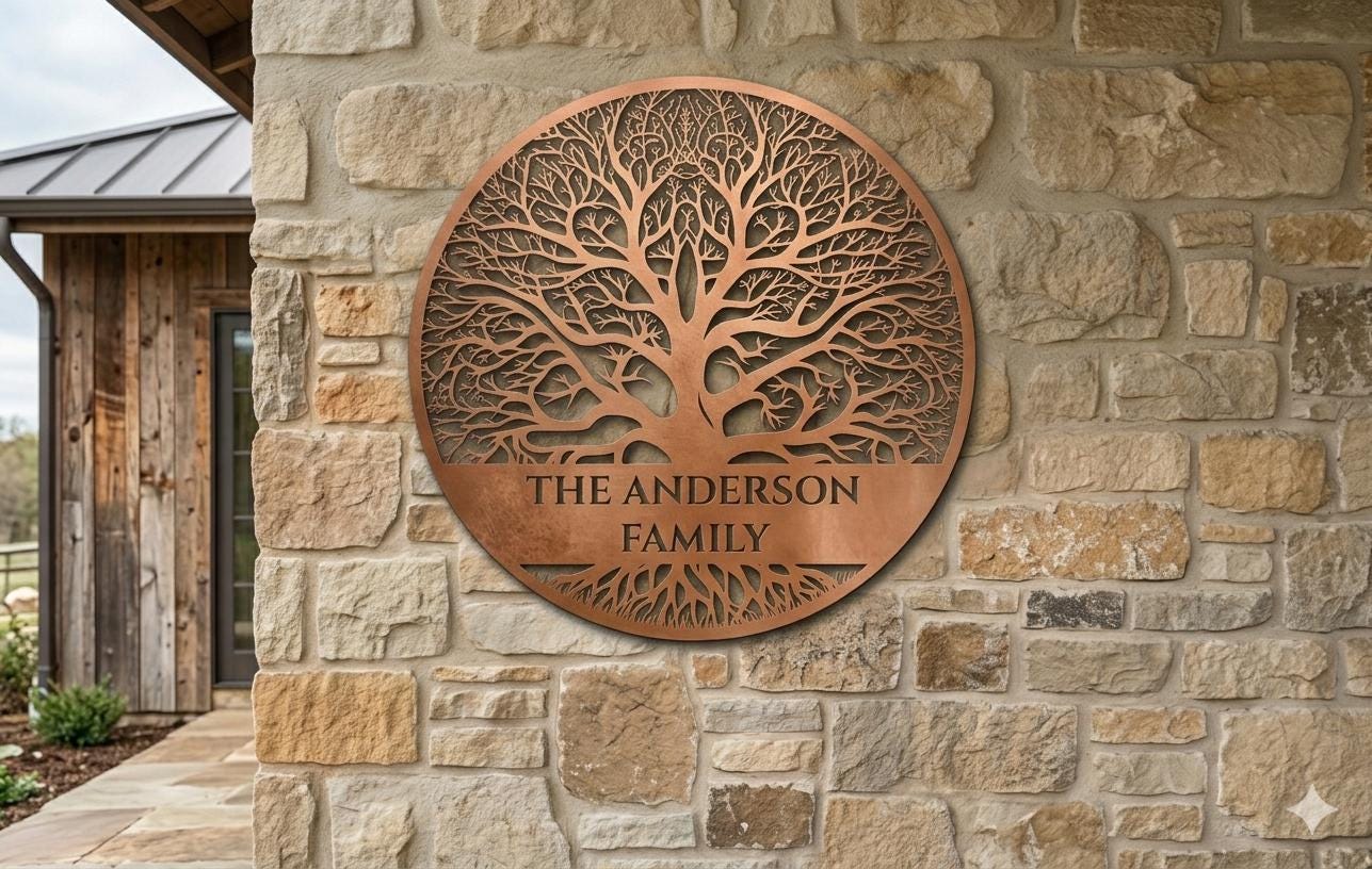 Custom Tree of Life Metal Wall Art, Personalized Family Name Sign ...