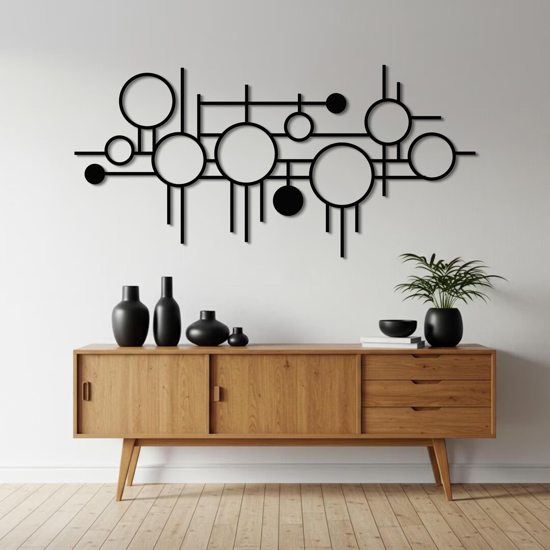 Modern Geometric Metal Wall Art, Abstract Line Wall Decor, Minimalist ...