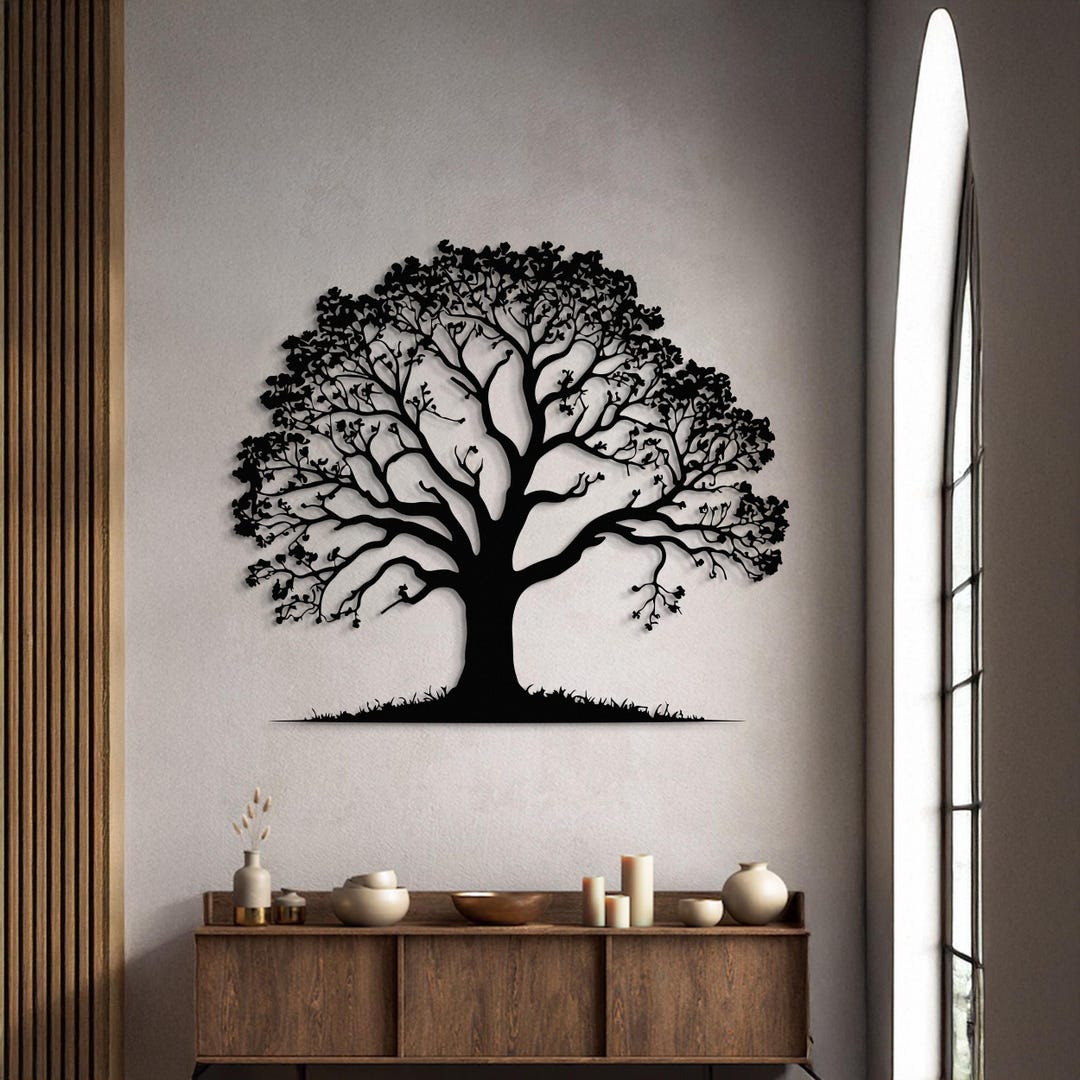 Large Tree of Life Metal Wall Art, Family Tree Silhouette, Luxury ...