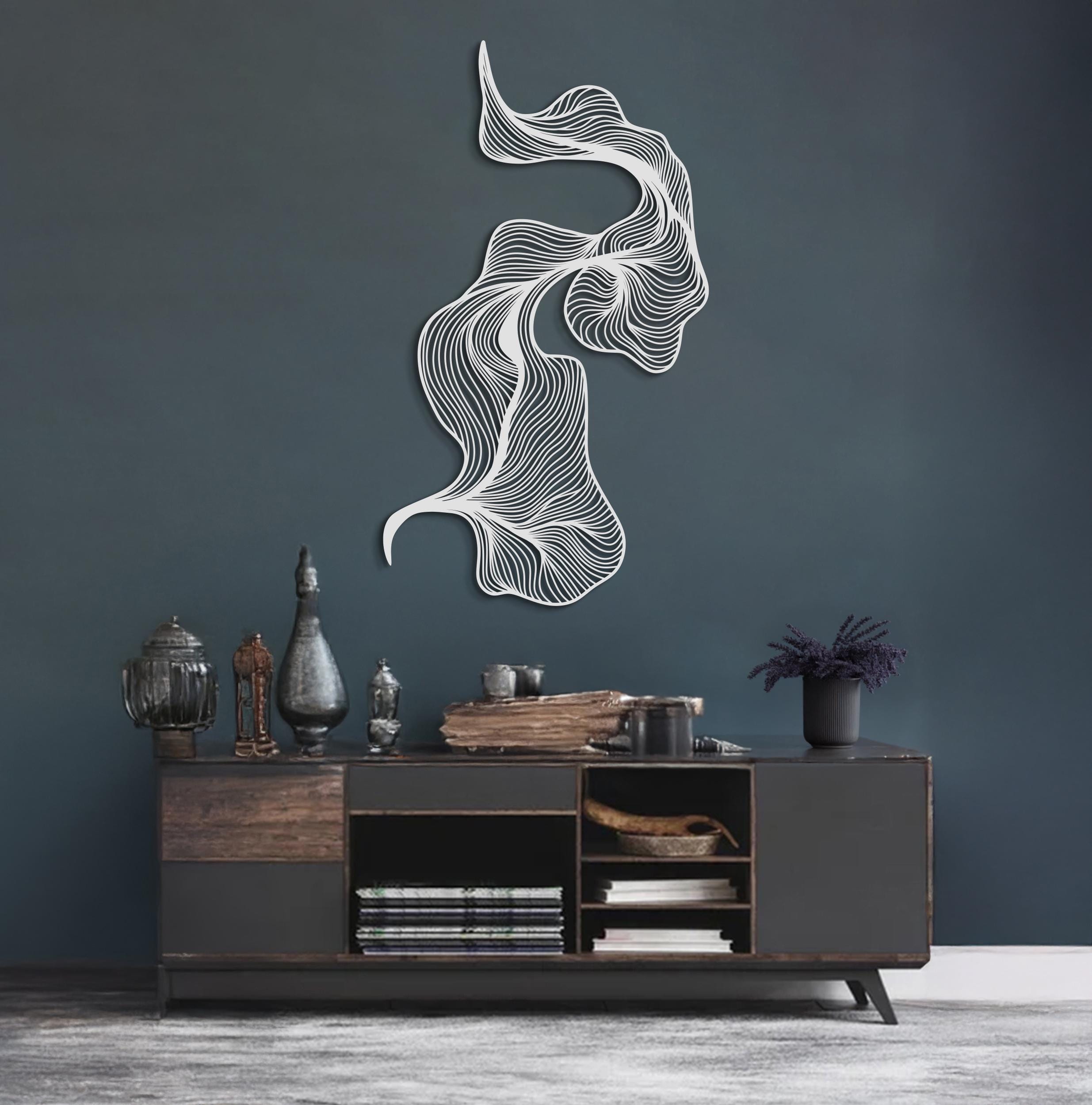 Set De 3 Esculturas De Pared Metal Café: Decoración Línea Sencilla Para Cocina, Salón O Cafetería (alto 20 Cm)