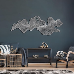 Abstract Line Wall Art, Luxury Modern Black Metal Wall Decor ...