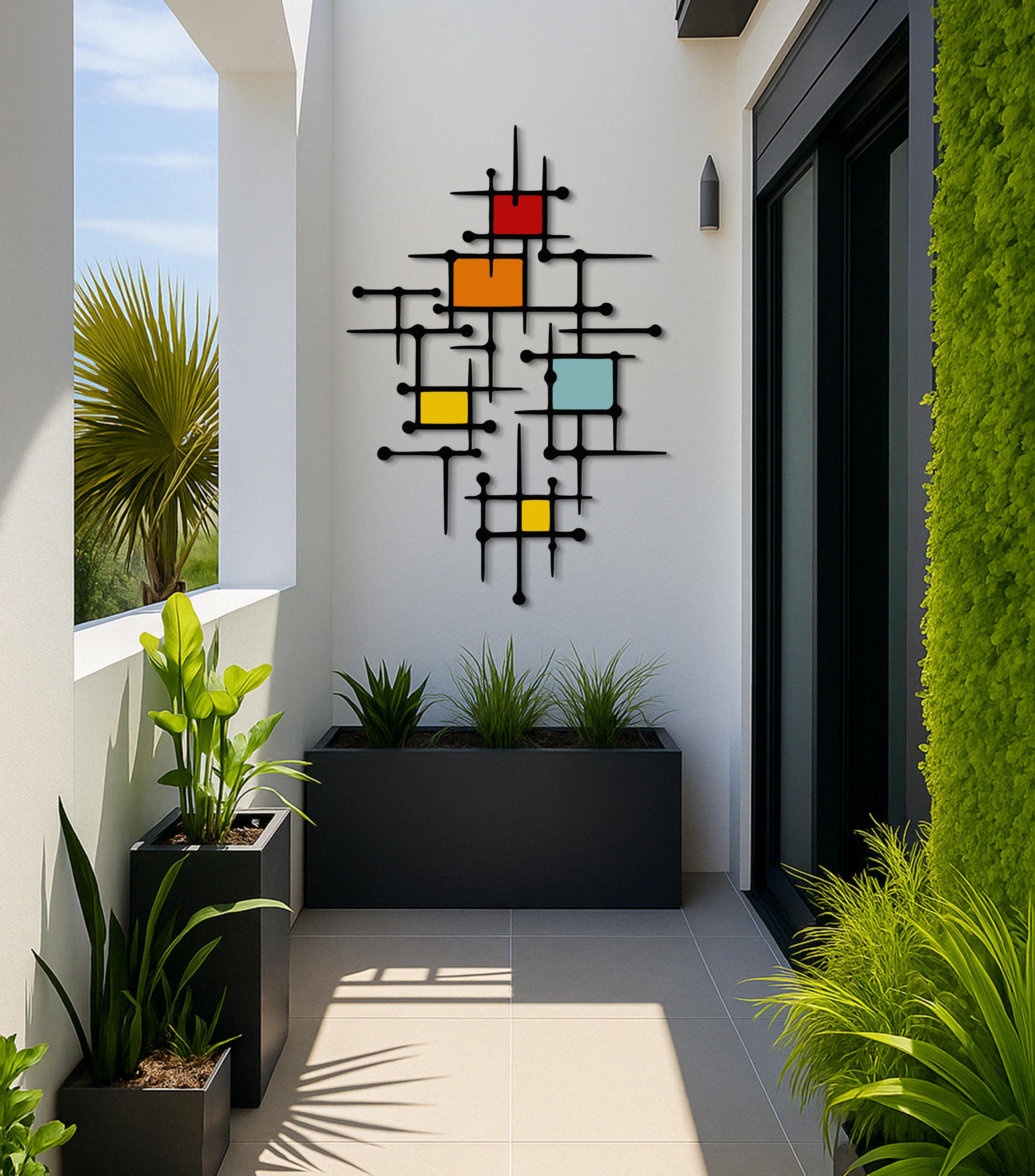 Mid Century Modern Metal Wall Art, Bauhaus Geometric Wall Decor ...