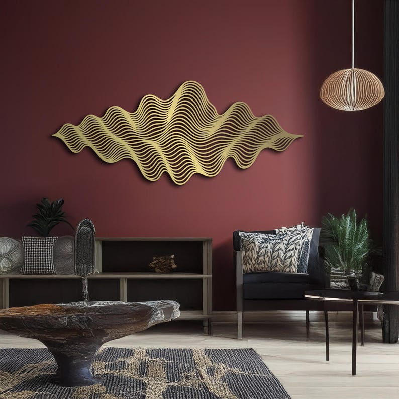 Flowing Lines Metal Wall Art, Luxury Modern Abstract Line Sculpture ...