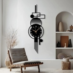 Reloj de pared de lujo, reloj de pared extragrande, reloj de pared vertical de metal, reloj de pared grande, reloj de pared minimalista, reloj de pared silencioso, decoración del hogar
