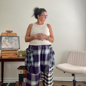 Plaid Flannel Harem Pants: Plus Size Drop Crotch Bloomers