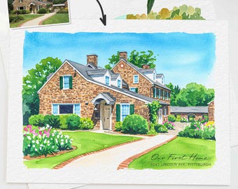 Custom House Portrait Painting,Custom Watercolor Home,Housewarming Gift,Our First Home Sign Home Sweet Home Sign,First Home Realtor Gift