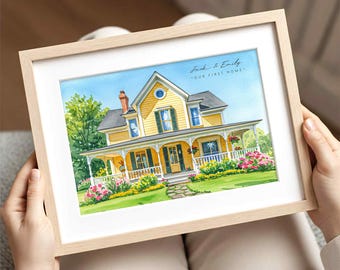 Personalized Home portrait, Custom house painting, housewarming gift, our first home sign, home sweet home sign,watercolor home,realtor gift