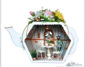 Roombox "Casa de té" estilo victoriano 1:12 escala casas de muñecas en miniatura de casa de muñecas