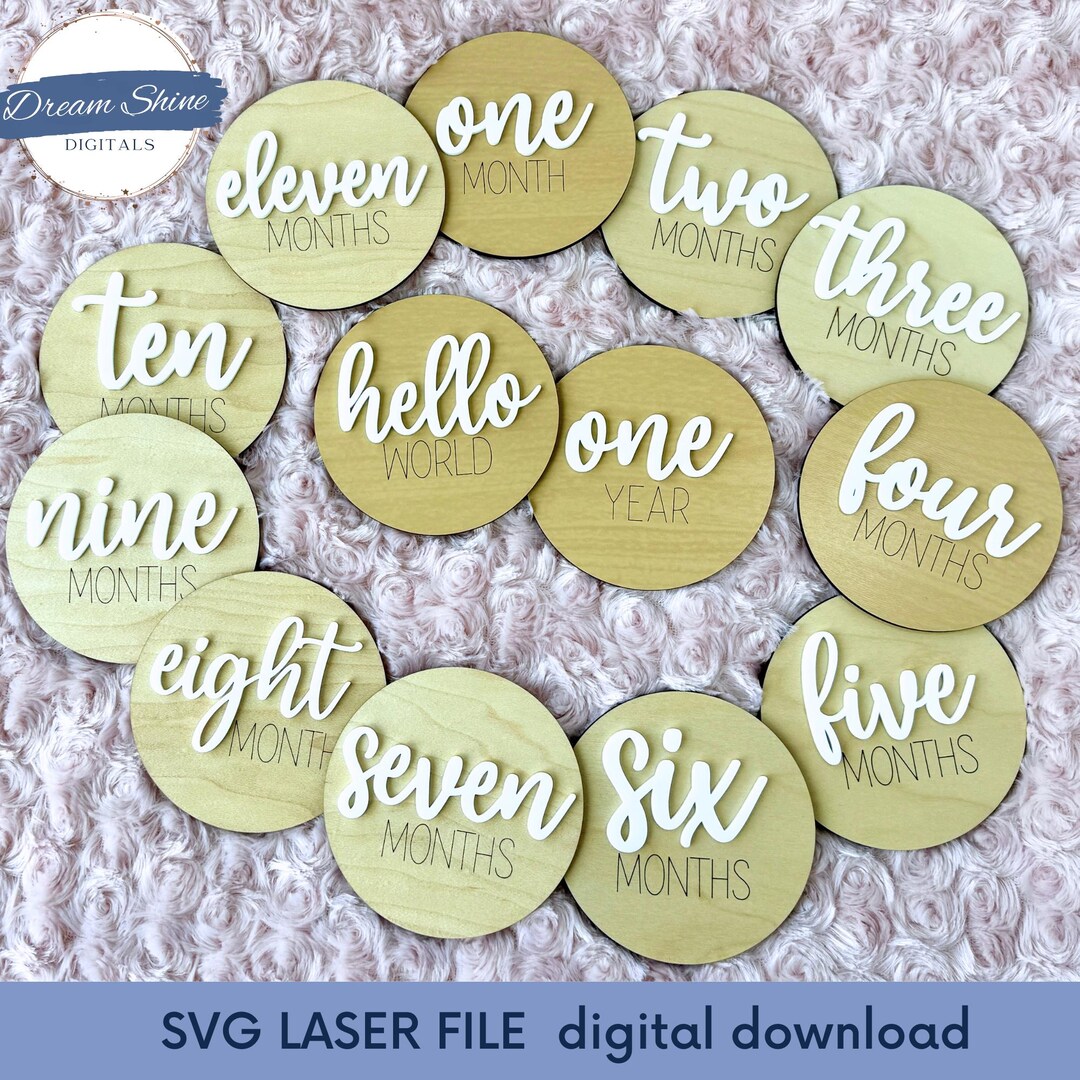 Monthly Milestone Photo Prop SVG File, Baby Month Discs, Newborn Cut ...