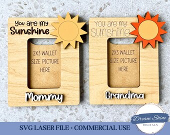 Moederdag koelkast fotomagneet lasergesneden bestand, You Are My Sunshine portemonnee fotolijst, lasercadeaus voor tante oma, oma cadeau-ideeën