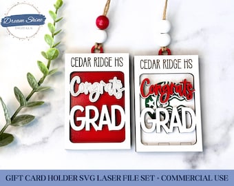 Graduation Gift Card Holder SVG Files, Graduation Ornament Laser Cut File, Congrats Grad SVG, Graduation Car Charm SVG, Senior Grad Gifts