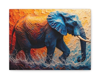 Canvaskunst aan de muur bloemen olifant: elegante woondecoratie