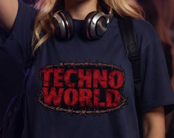 T-shirt Techno World | Chemise graphique musique électronique