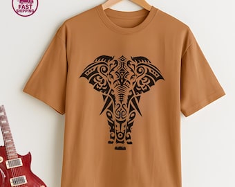 T-shirt tribal éléphant : t-shirt graphique unisexe, art animalier audacieux, cadeau inspiré de la nature