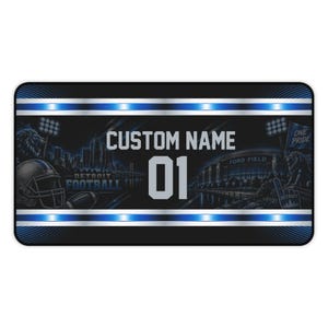 Alfombrilla de escritorio personalizada de los Lions / Nombre y número de camiseta de fútbol americano de la NFL personalizados / Regalo para aficionado al fútbol americano para él o ella