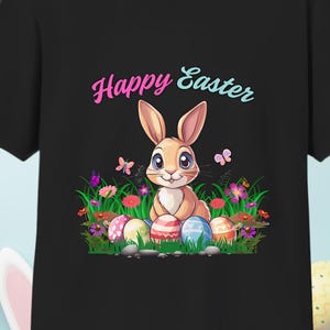 Easter Bunny T-Shirt Unisex Happy Easter Tee Cute Spring Outfit Bunny with Eggs Gift for Adults