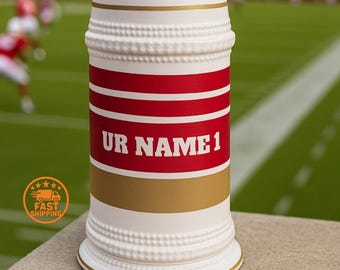 Chope de bière personnalisée des 49ers : cadeau de fan design pour maillot de football