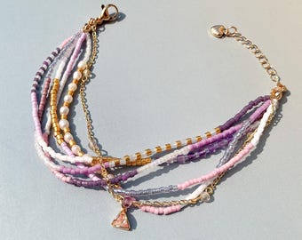 6 Strang Miyuki Perlen Armband | Süsswasserperlen, 14k vergoldet, Boho Chic