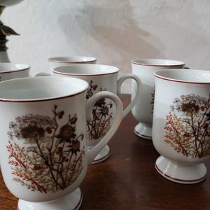 Vintage Fanci Florals Collection “Bramble” Porcelain Mug Set - Set of 6, Made in Japan