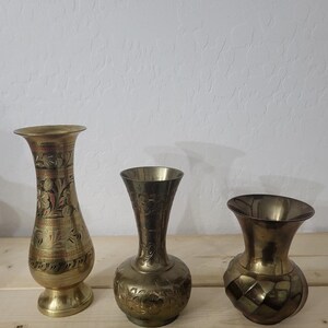 Vintage Brass Vase Collection- Engraved Decorative Vases