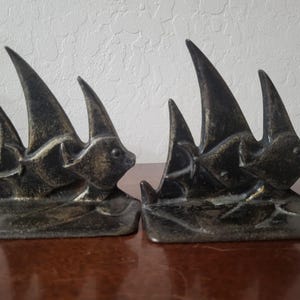 Vintage Cast Iron Angelfish Bookends – Nautical Decor Pair