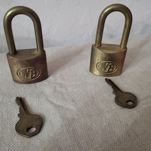 Pair of Vintage WB Brass Padlocks with Keys – Industrial Decor or Collectible Locks