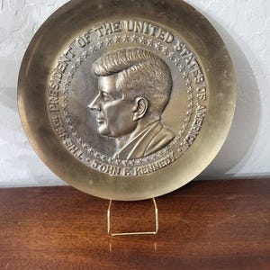 Vintage John F. Kennedy Metal Commemorative Plate
