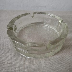 Vintage Clear Textured Glass Ashtray