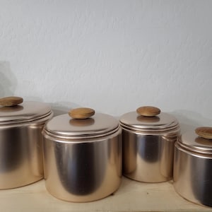 Vintage Rose Gold Aluminium Kanister Set - Holzknöpfe